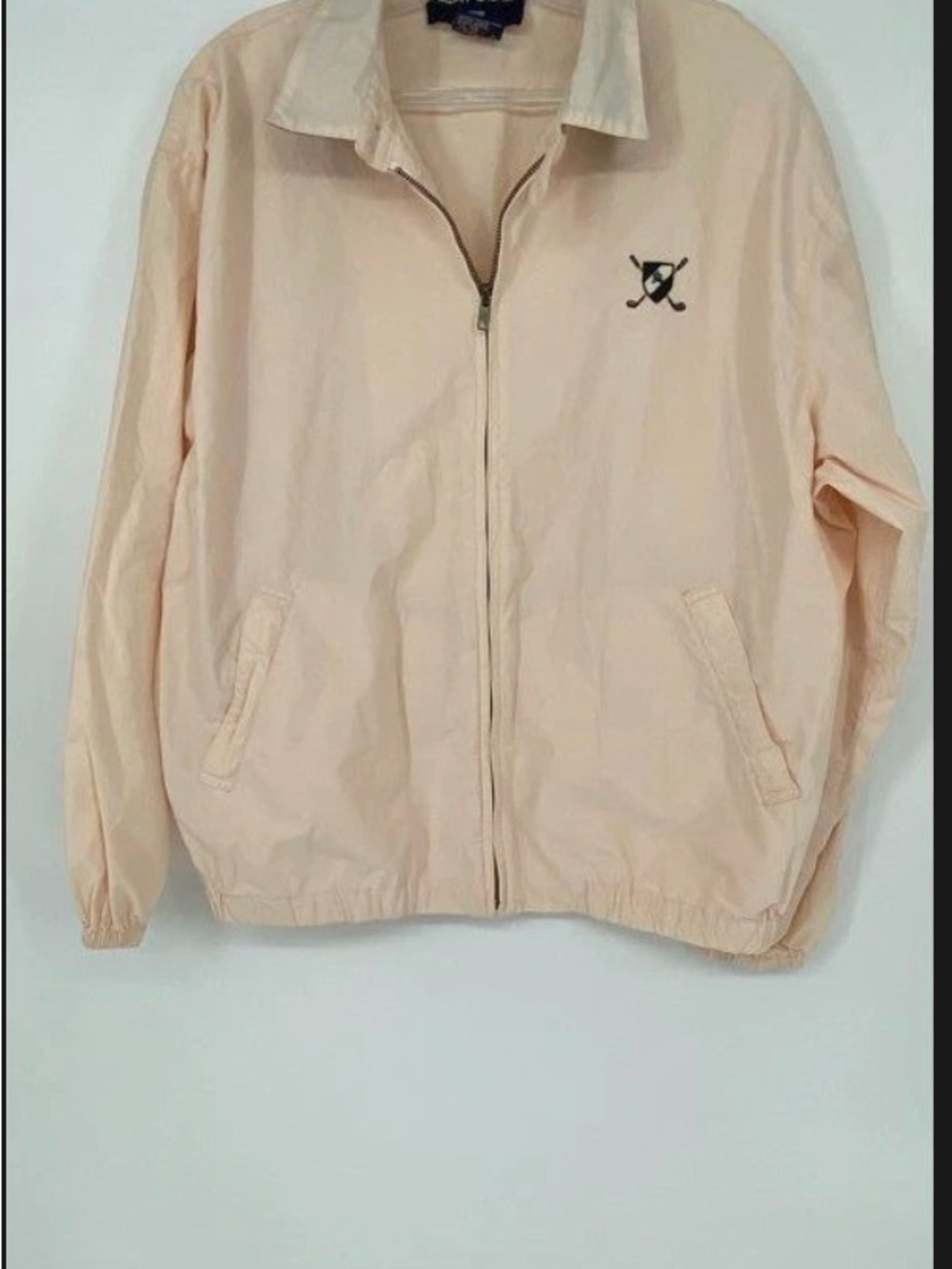 vintage Polo Ralph Lauren white windbreaker jacket with a golf crest logo size L